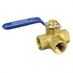 1-1//4^ 3-WAY Brass Ball Valve  400 PSI.