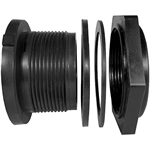 1-1/2^ Poly Bulkhead Fitting w/EPDM Gasket. Fits tank walls 1/16” - 1/2