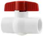 1^ Slip X Slip Plastic Ball Valve  RED HANDLE  100/case