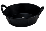 12 Qt Black Rubber Feed Pan - With Handle.  10/case