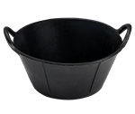 21 Qt Black Rubber Feed Pan - With Handle. 5/case