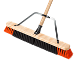 24^ Medium Push Broom w/ Brace & 60^ Handle, Black/Orange